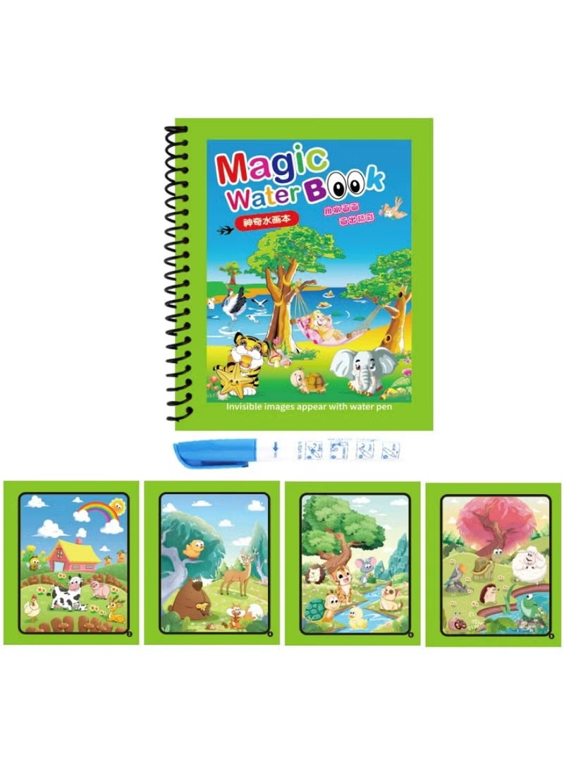 Pack Of 4 Watercolor Picture Books Water Coloring Magic Book Toddlers Kids Reusable Painting