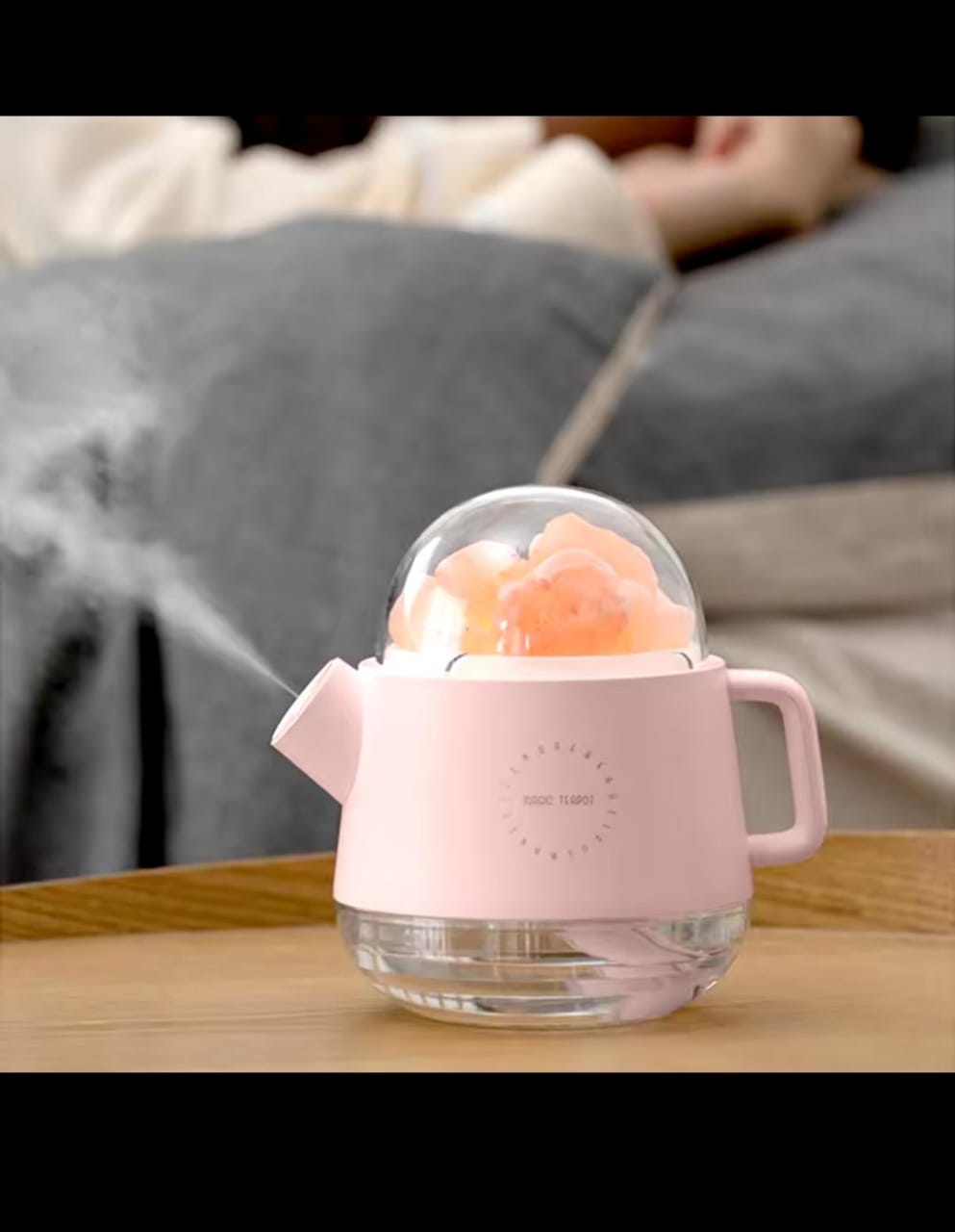 Crystal Air Humidifier USB Rechargeable with Battery Ultrasonic Mist Maker Essential Oil Diffuser for Home Office with LED Ligh