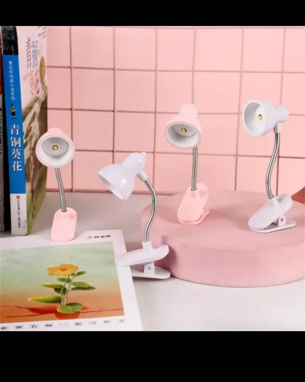 Office practical floral book table operated Mini studying home students clamp night led study with clip eye caring dorm decor