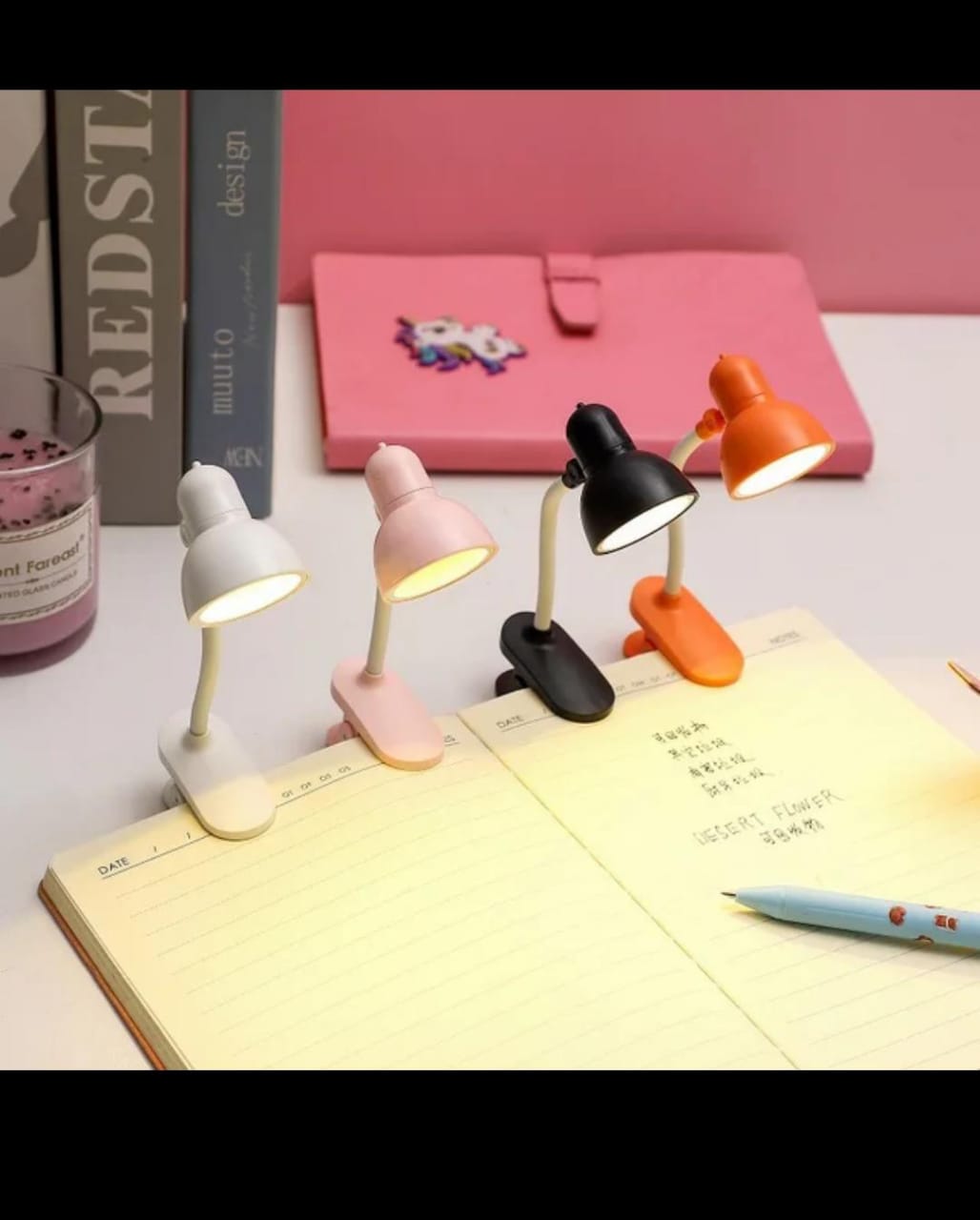 Office practical floral book table operated Mini studying home students clamp night led study with clip eye caring dorm decor