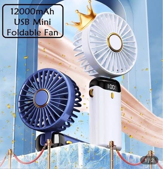 Portable han mini fan with Digital display and 5 speed option.