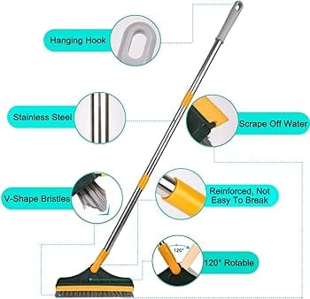 2 In 1 Floor scrub brush with squeegee