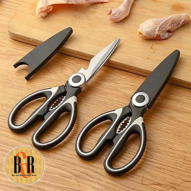 Practical multi-functional kitchen scissors.