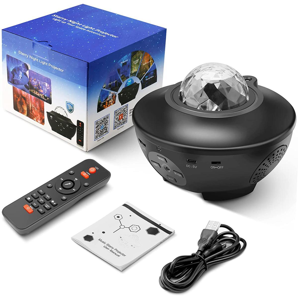 Projector Galaxy Night Light with Ocean Wave Music Speaker Cloud Ceiling Lamp for Decoration Birthday Gifts Party