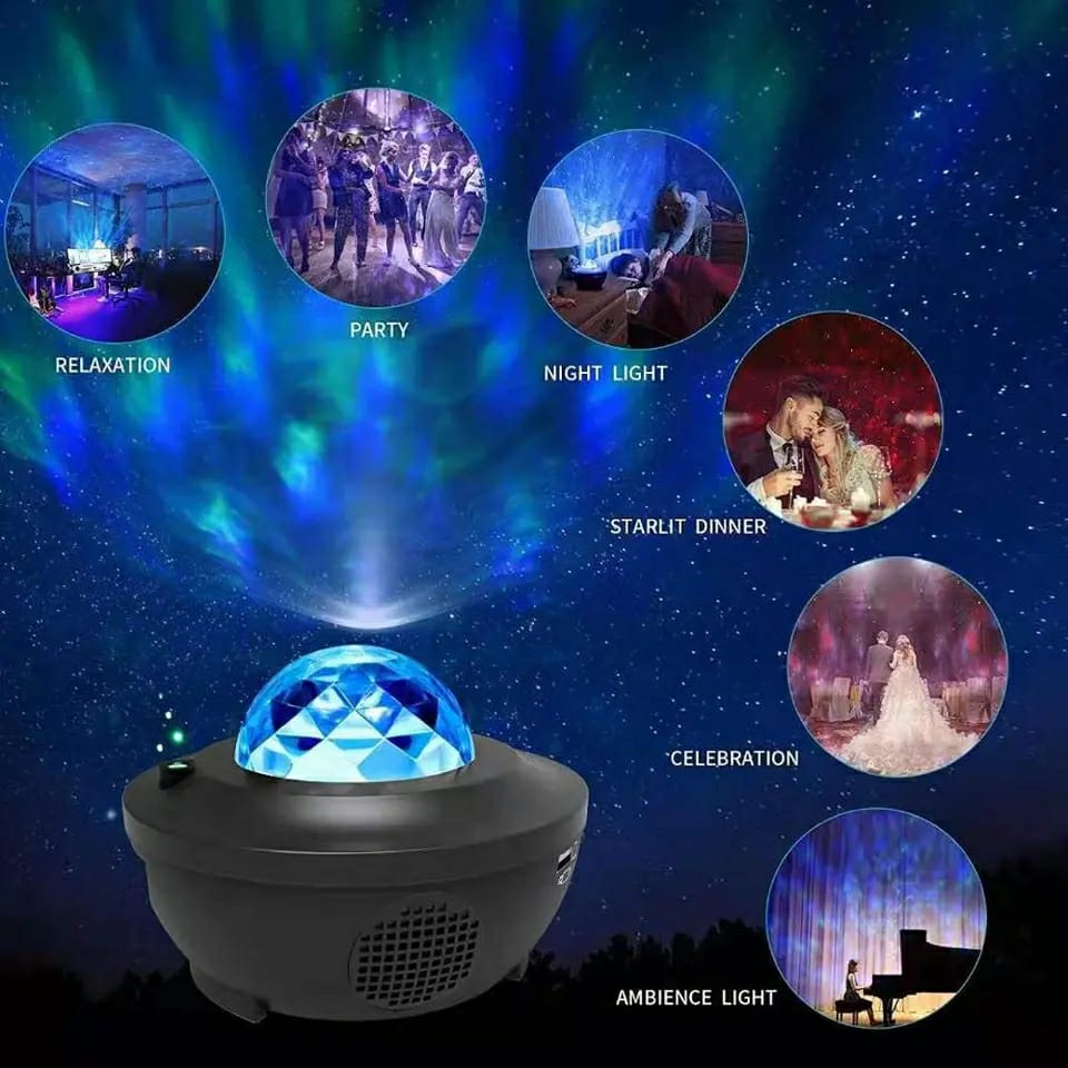 Projector Galaxy Night Light with Ocean Wave Music Speaker Cloud Ceiling Lamp for Decoration Birthday Gifts Party