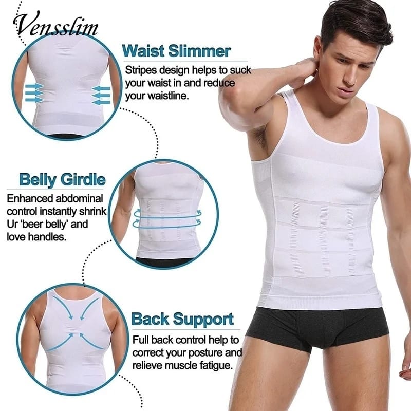 Slim 'n Lift Slimming Vest for Men White & Black Colour