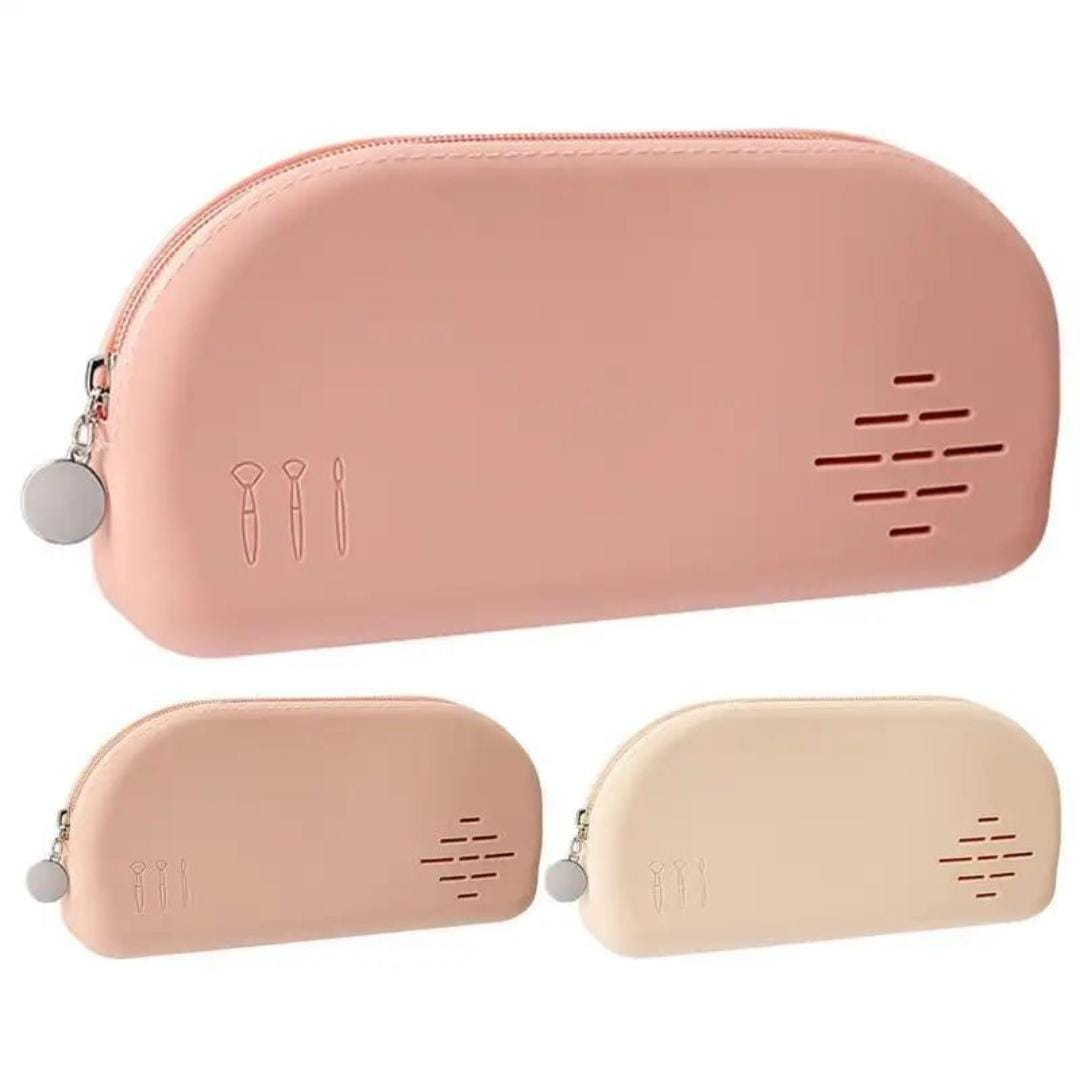 Silicone Makeup Brush Storage Bag Makeup Pouch Cute Zippered Organizer For Women Girls