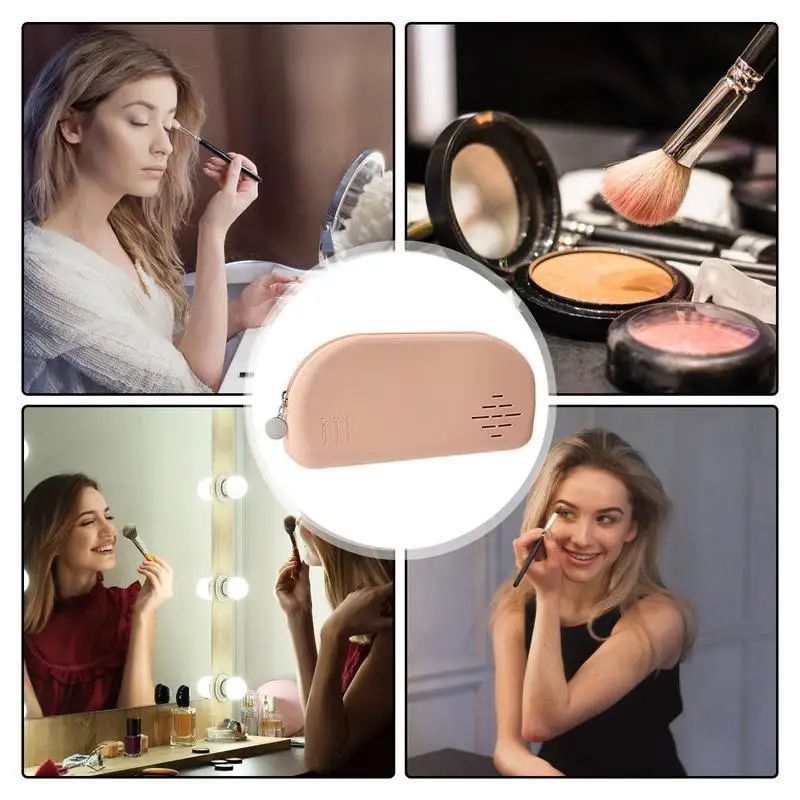 Silicone Makeup Brush Storage Bag Makeup Pouch Cute Zippered Organizer For Women Girls