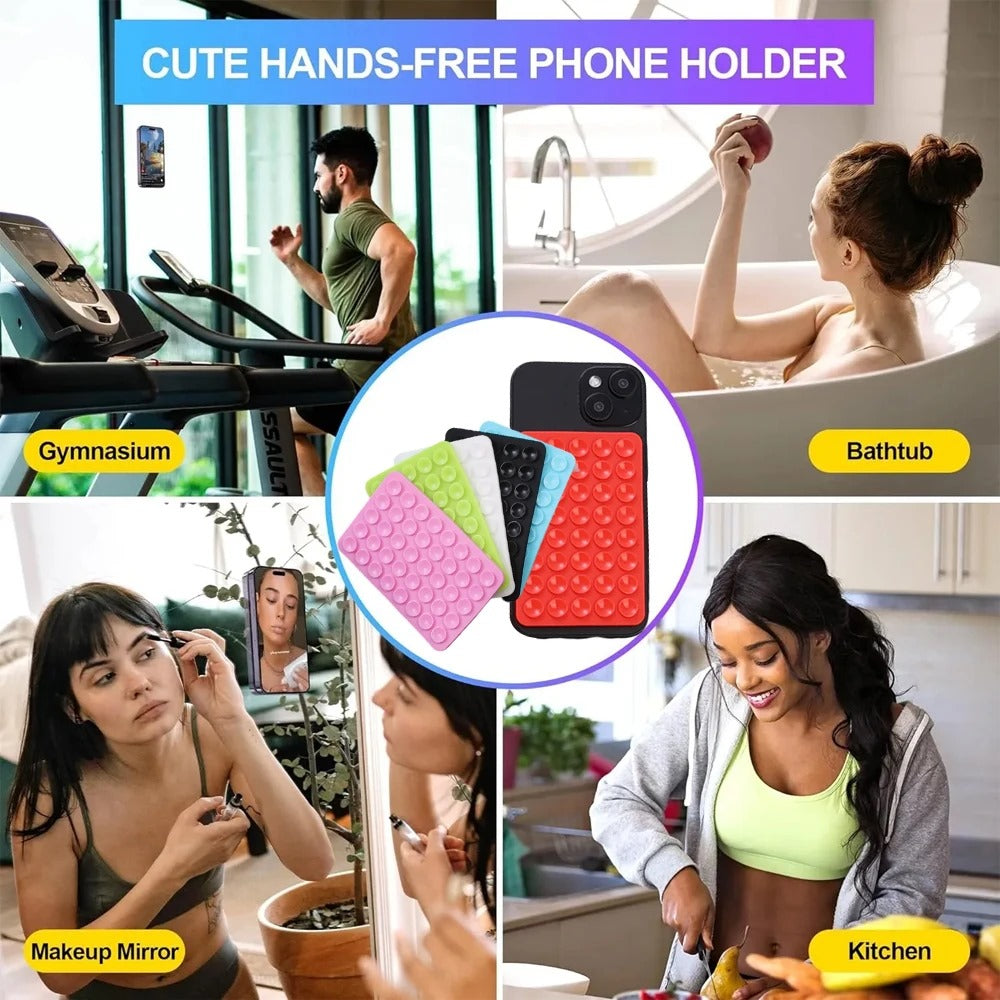 Multifunctional Mobile Phone Silicone Suction Cup 24 Square Mobile Phone Single-Sided Case Anti-Slip Holder Mount Suction