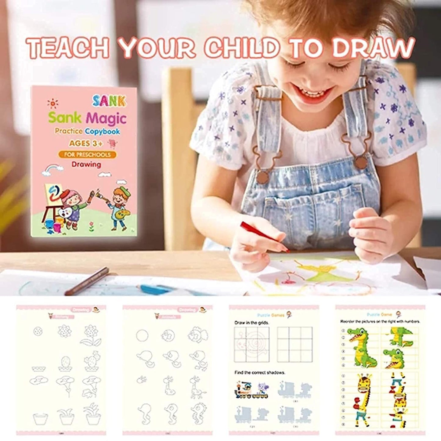 Magic Practice Copybook,(4 BOOKS+10 REFILL) Number Tracing Book for Preschoolers with Pen,Magic Calligraphy Copybook Set Practic