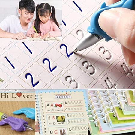 Magic Practice Copybook,(4 BOOKS+10 REFILL) Number Tracing Book for Preschoolers with Pen,Magic Calligraphy Copybook Set Practic