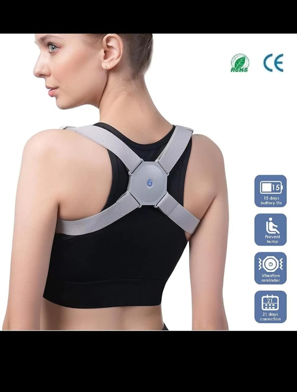 Smart Posture Corrector With Intelligent Sensor Vibration Reminder Adjustable Back Brace Suppor