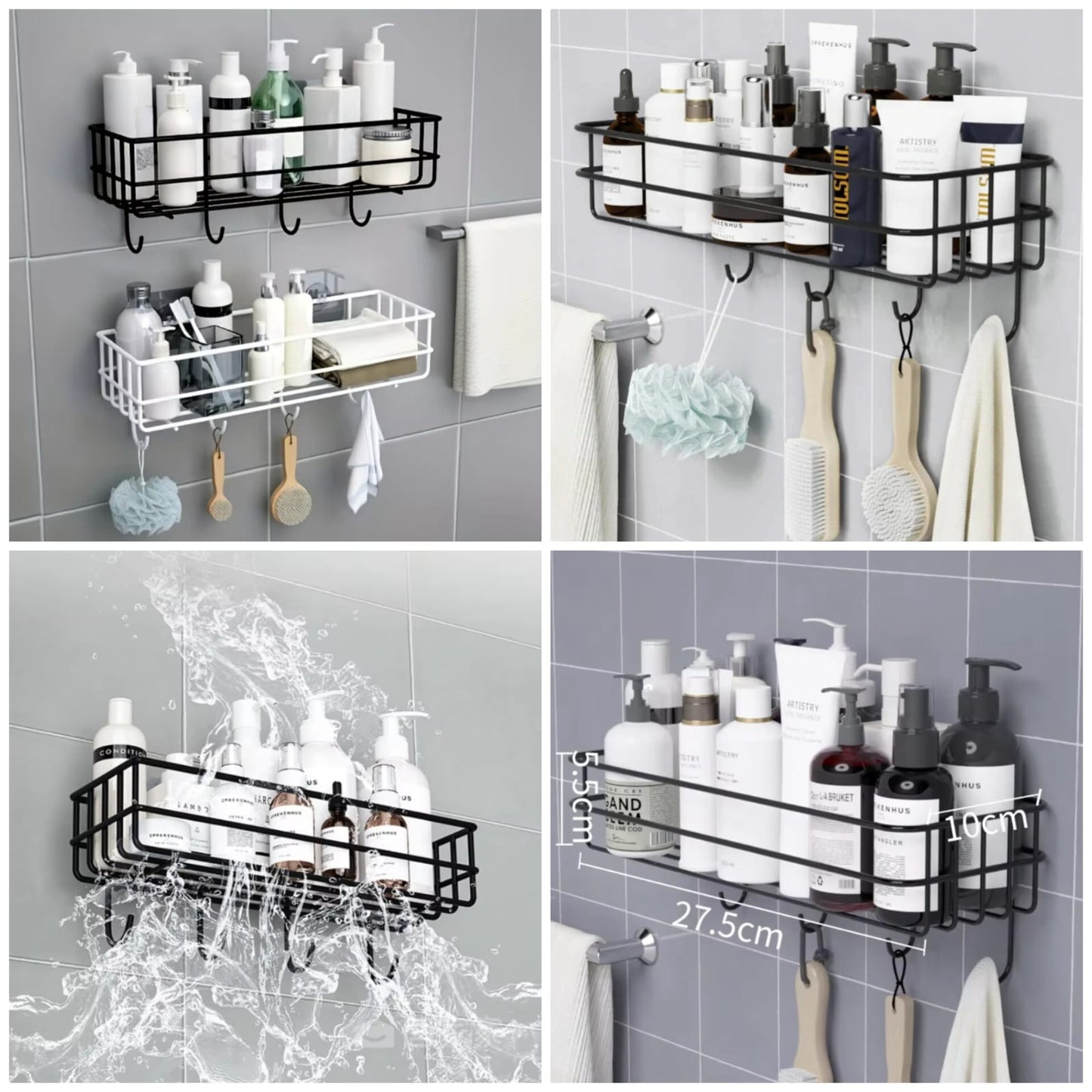 Self-adhesive Iron Wall Shelf With Hook