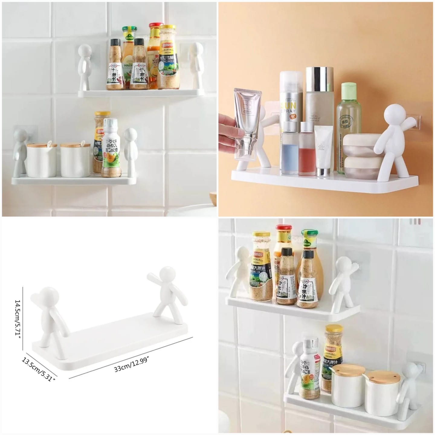 01 pcs Self-adhesive Character Wall Shelf