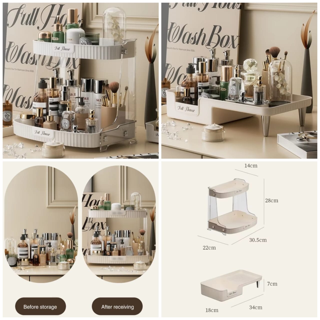 Modern High-Quality Desktop 2 Layer Cosmetic Storage Rack