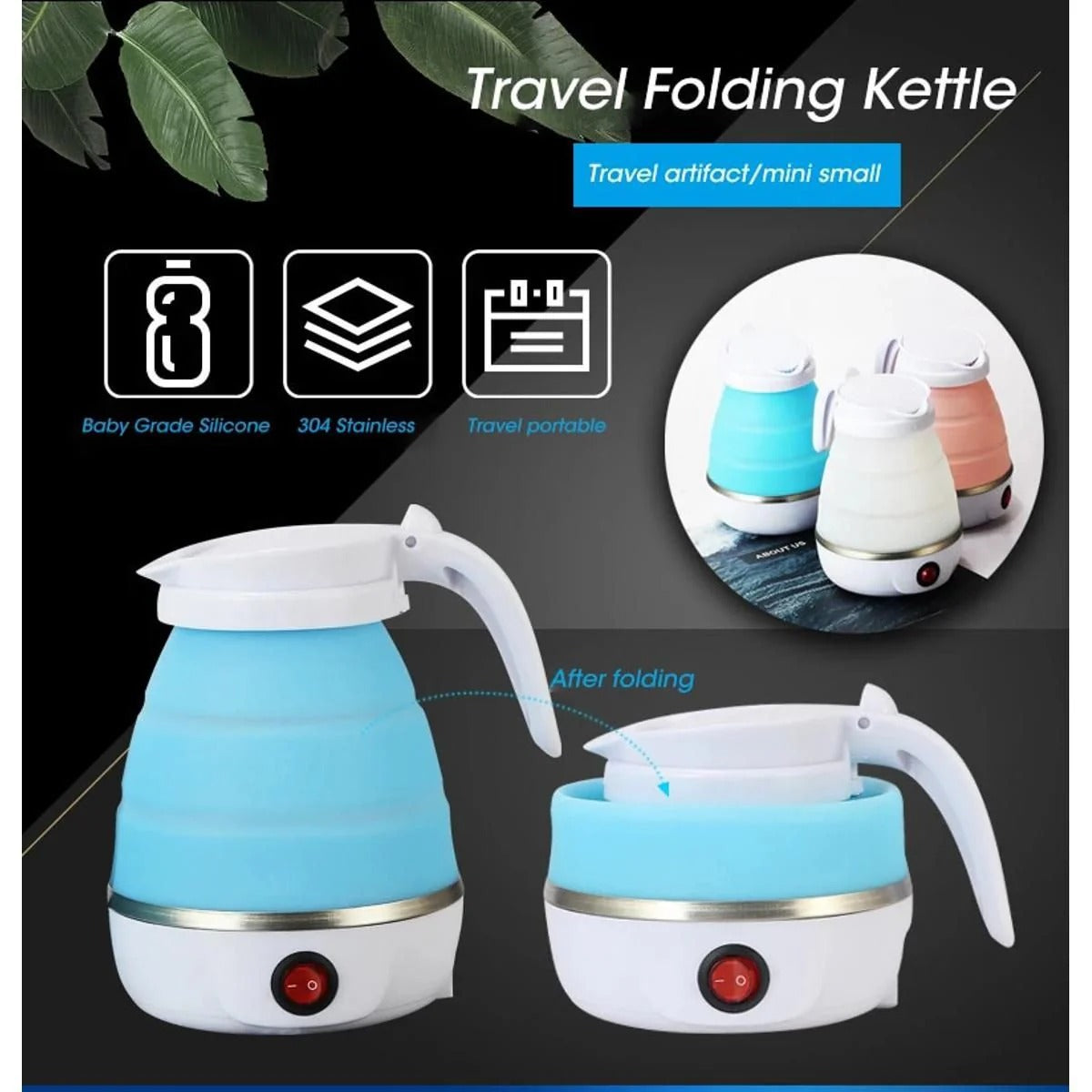 Travel Silicon Foldable Electric Kettle 0.7 liter