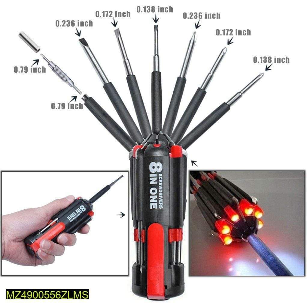 8 IN 1 SCREWDRIVER WITH LED