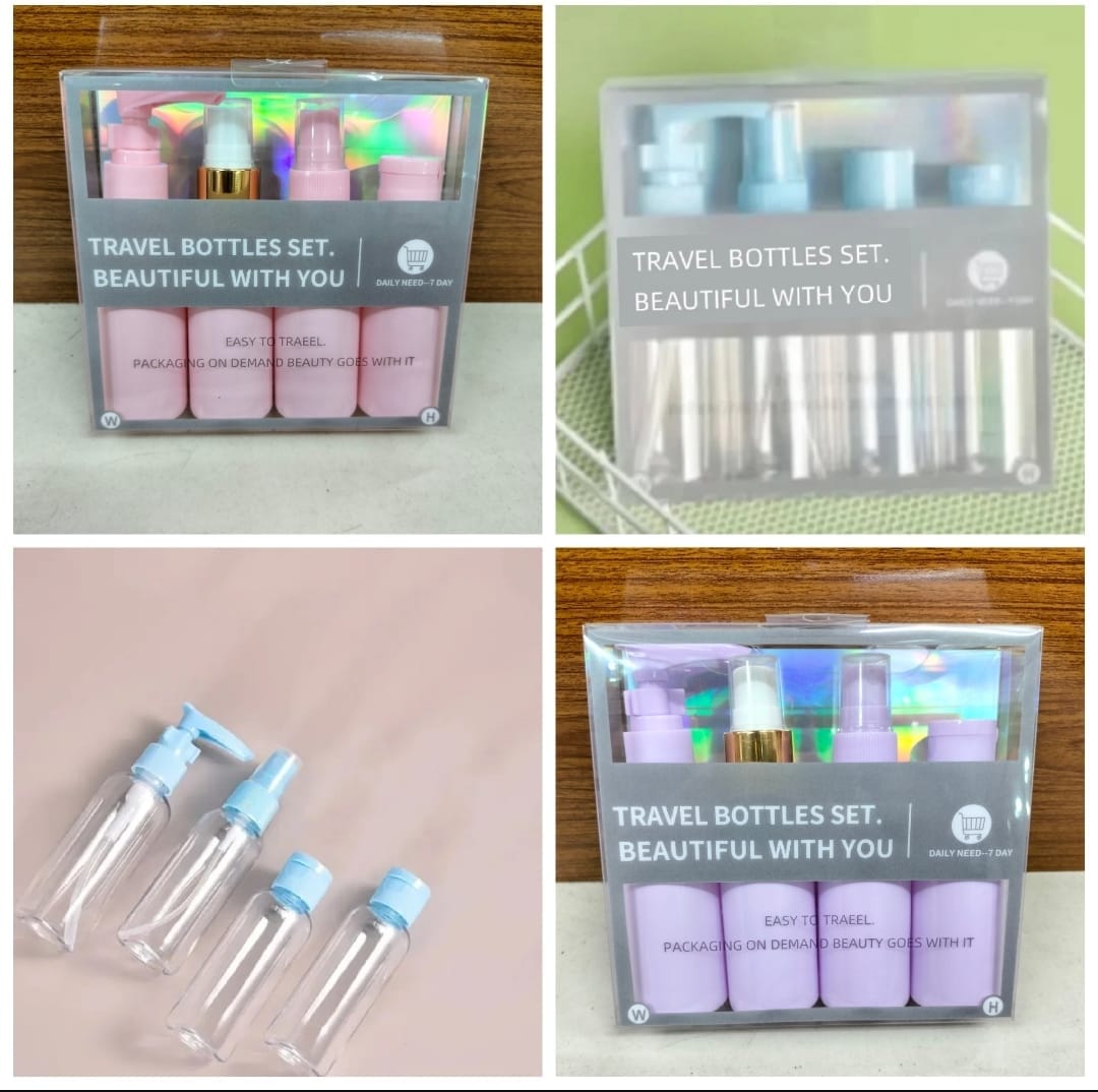 Pack of 4pc traveling use empty bottles kit