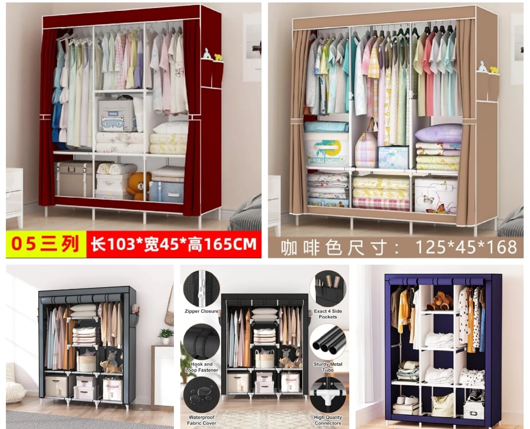 Non-woven Cloth Wardrobe Folding Portable Clothing Storage Cabinet SIZE: 103*45*165 Random Color