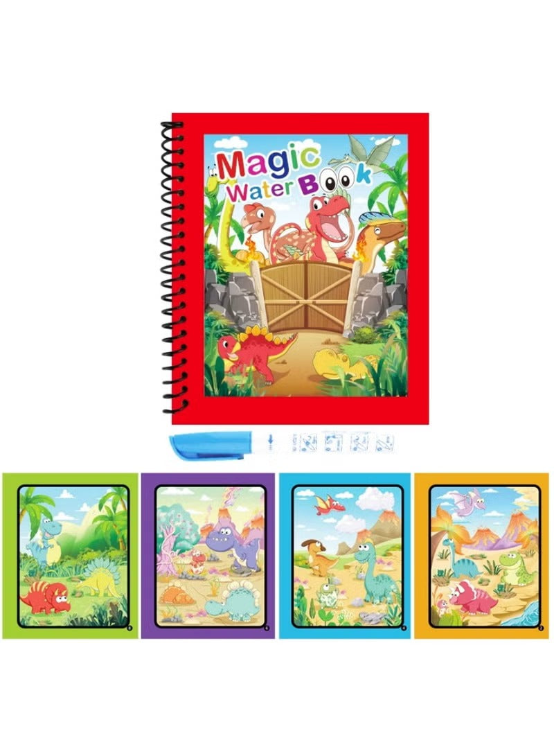 Pack Of 4 Watercolor Picture Books Water Coloring Magic Book Toddlers Kids Reusable Painting