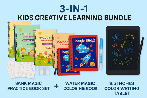 3 in 1 Kids’ Creative Learning Bundle– Magic Practice Book set 4+10+1 ...