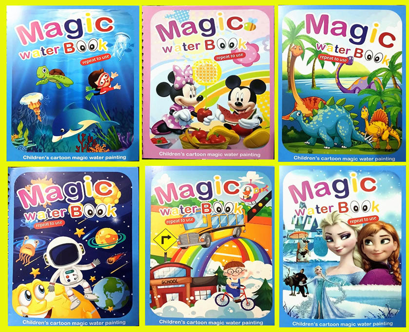 Premium Quality] Pack Of 4 Water color Picture Books with 4 Marker Toddlers Kids Reusable Painting