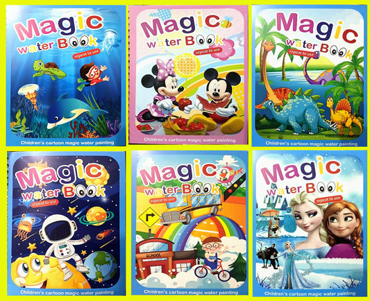 Premium Quality] Pack Of 4 Water color Picture Books with 4 Marker Toddlers Kids Reusable Painting
