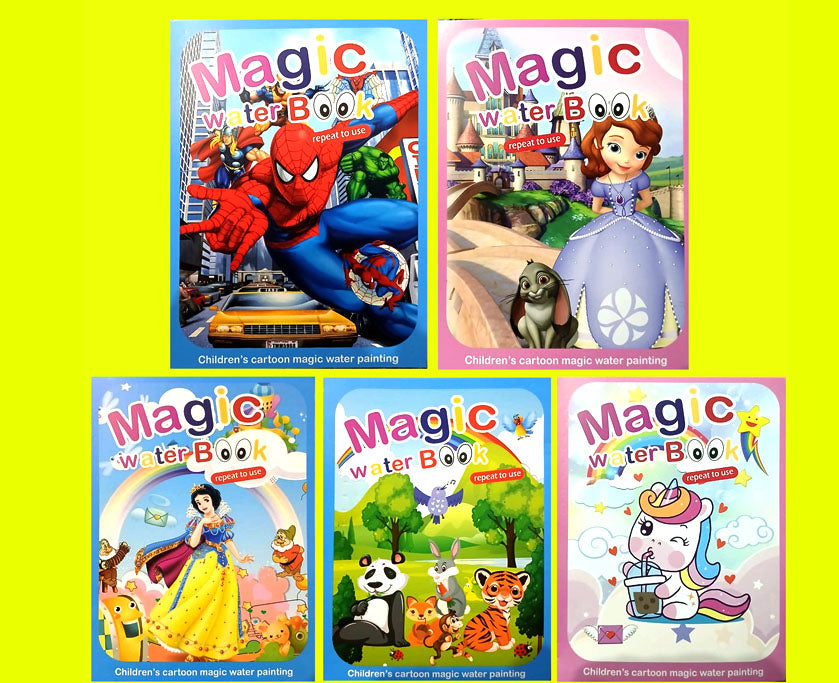 Premium Quality] Pack Of 4 Water color Picture Books with 4 Marker Toddlers Kids Reusable Painting