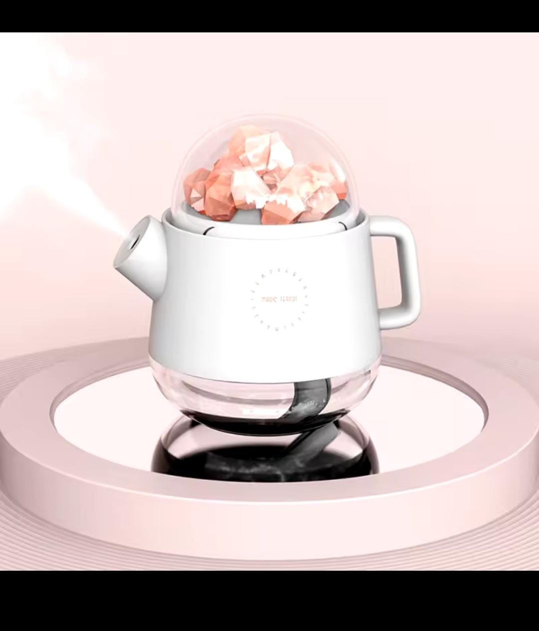 Crystal Air Humidifier USB Rechargeable with Battery Ultrasonic Mist Maker Essential Oil Diffuser for Home Office with LED Ligh