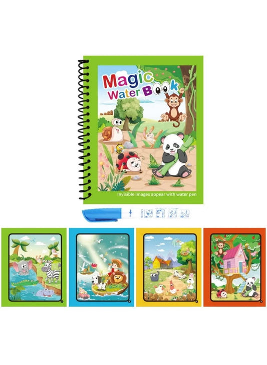 Pack Of 4 Watercolor Picture Books Water Coloring Magic Book Toddlers Kids Reusable Painting