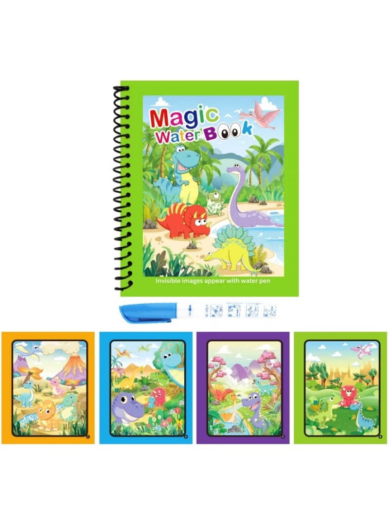 Pack Of 4 Watercolor Picture Books Water Coloring Magic Book Toddlers Kids Reusable Painting