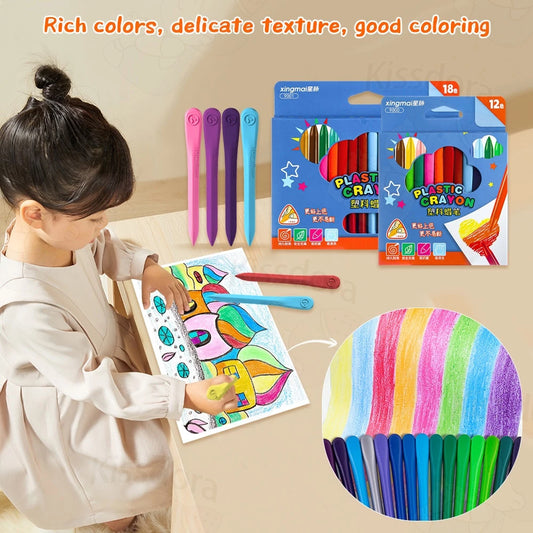 Plastic Crayons 12pcs Colors Non-Toxic Generic Colors Crayons Set School Supplies