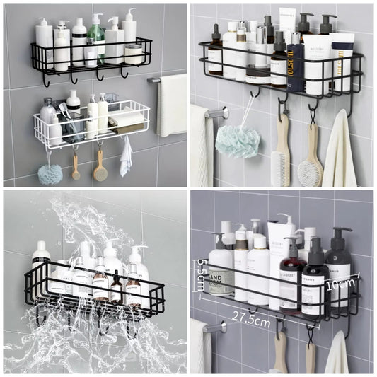 Self-adhesive Iron Wall Shelf With Hook