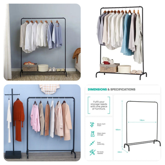 Imported Quality Garment Racks Indoor Bedroom Clothing Hanger, Size 147 x110 x 41CM