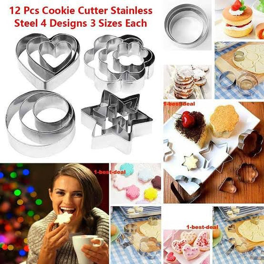 12 PCS COOKIE CUTTER STAINLESS STEEL SET