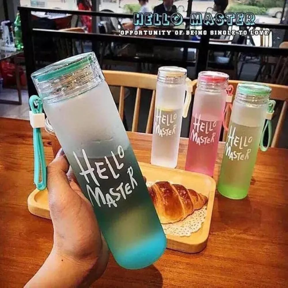 Glass Water Bottle (Hello Master)