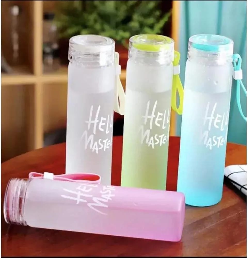 Glass Water Bottle (Hello Master)