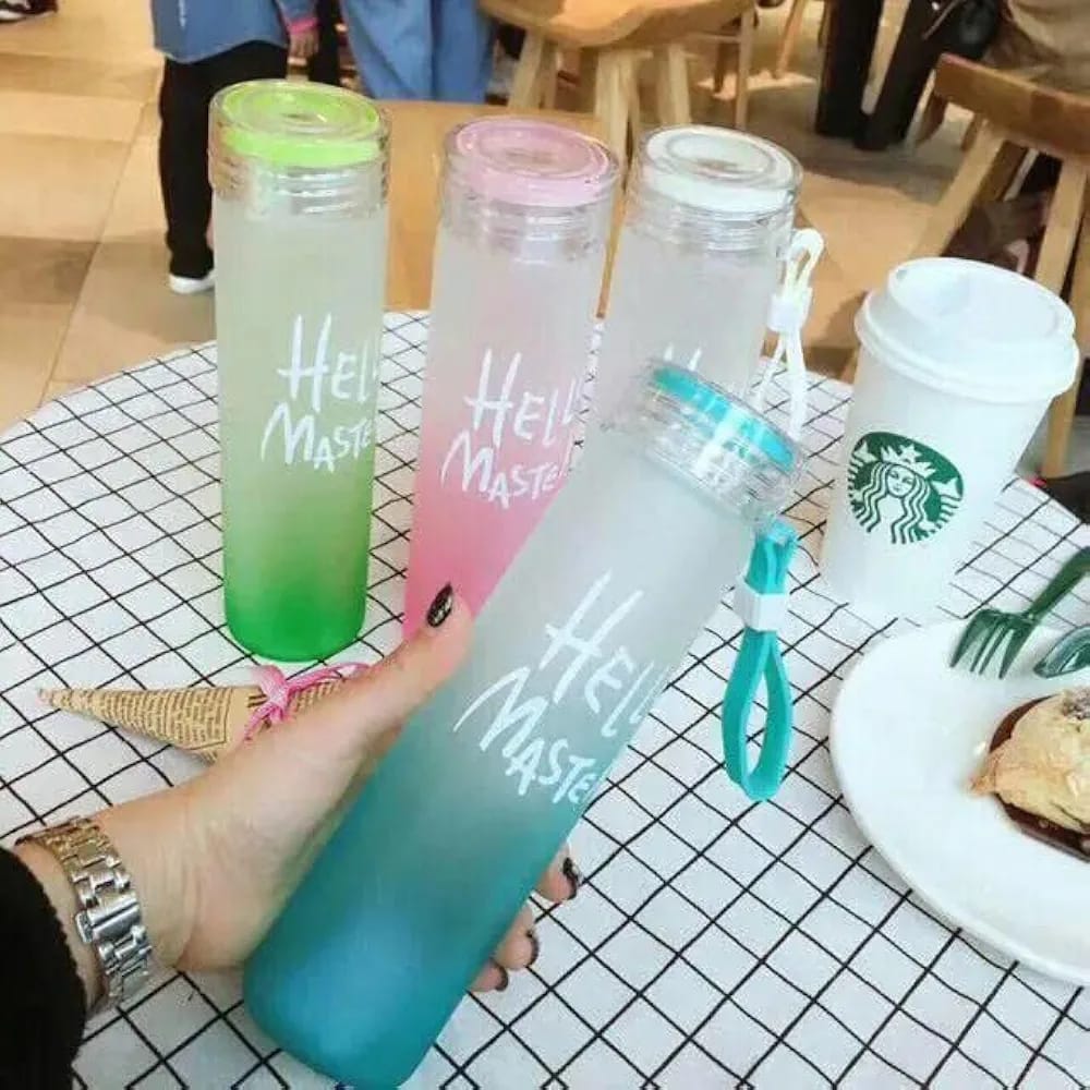 Glass Water Bottle (Hello Master)