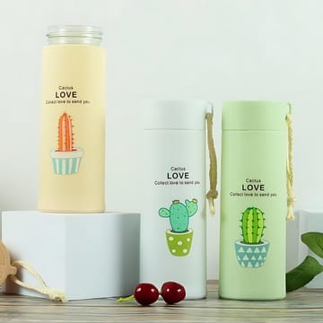 400ml cactus 🌵 style glass water bottle