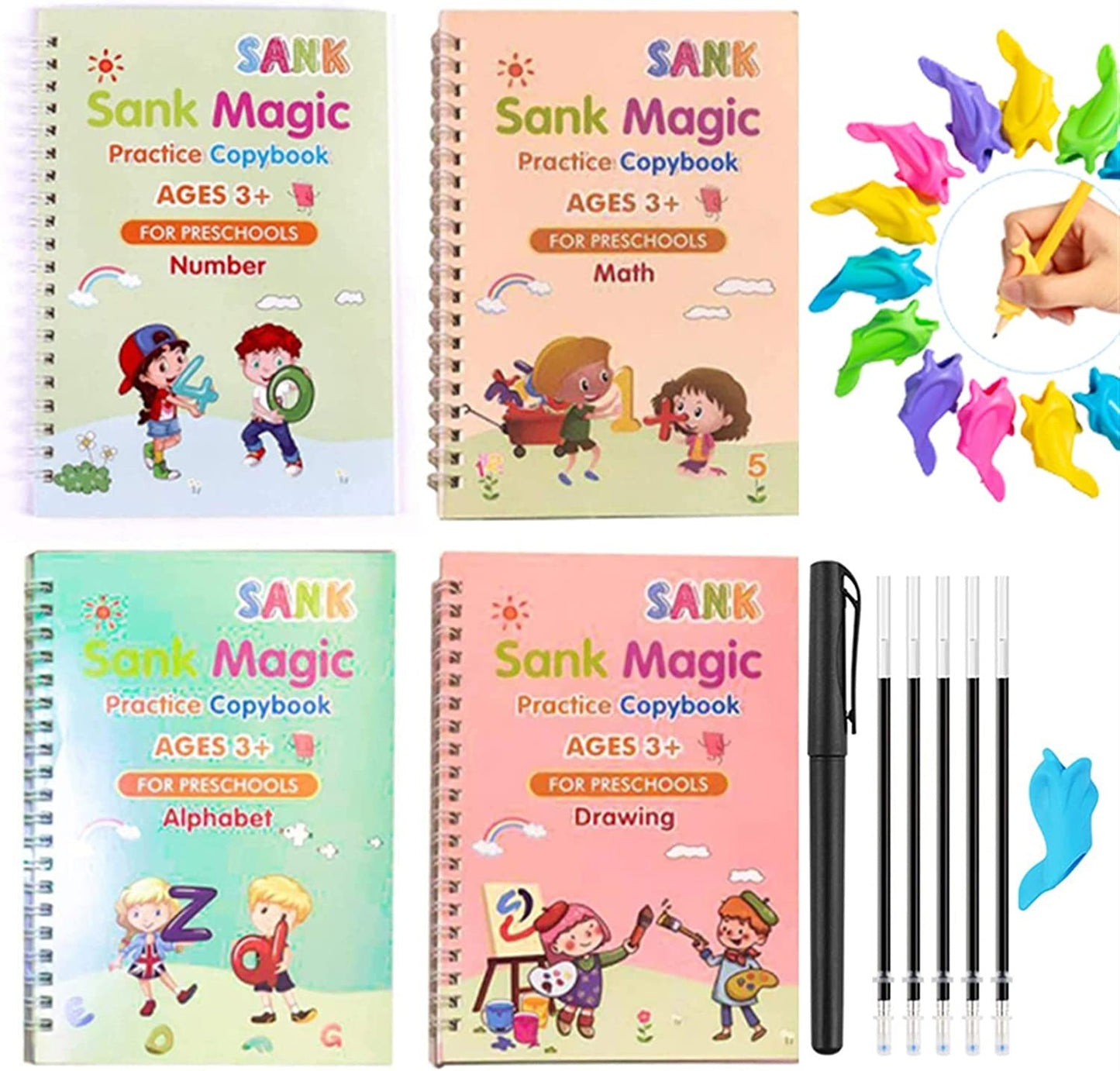 3 in 1 Kids’ Creative Learning Bundle– Magic Practice Book | Magic Water Book | 8.5 inches LCD Writing Tablet