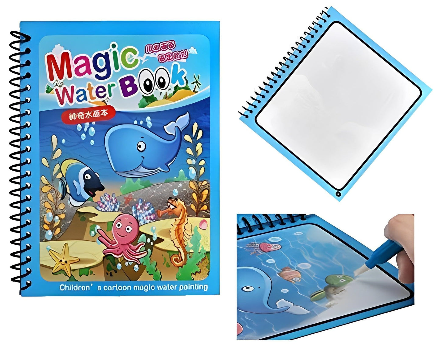 3 in 1 Kids’ Creative Learning Bundle– Magic Practice Book | Magic Water Book | 8.5 inches LCD Writing Tablet
